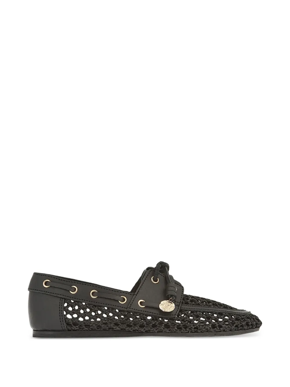 Ancient Greek Sandals Pliaria crochet leather loafers Zwart