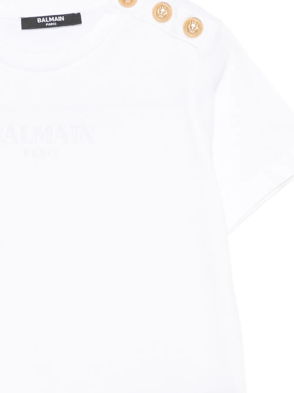 Balmain Kids T-shirt met geborduurd logo en knoop-detail Wit