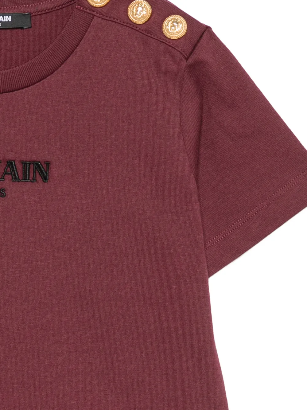 Balmain Kids T-shirt met geborduurd logo en knoopdetail Rood