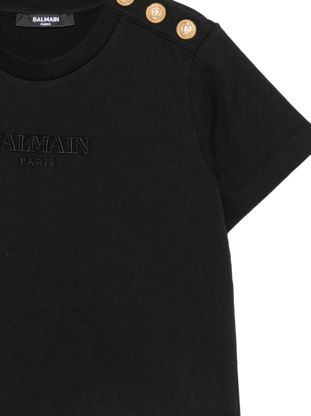 Balmain Kids T-shirt met geborduurd logo en knoopdetail Zwart