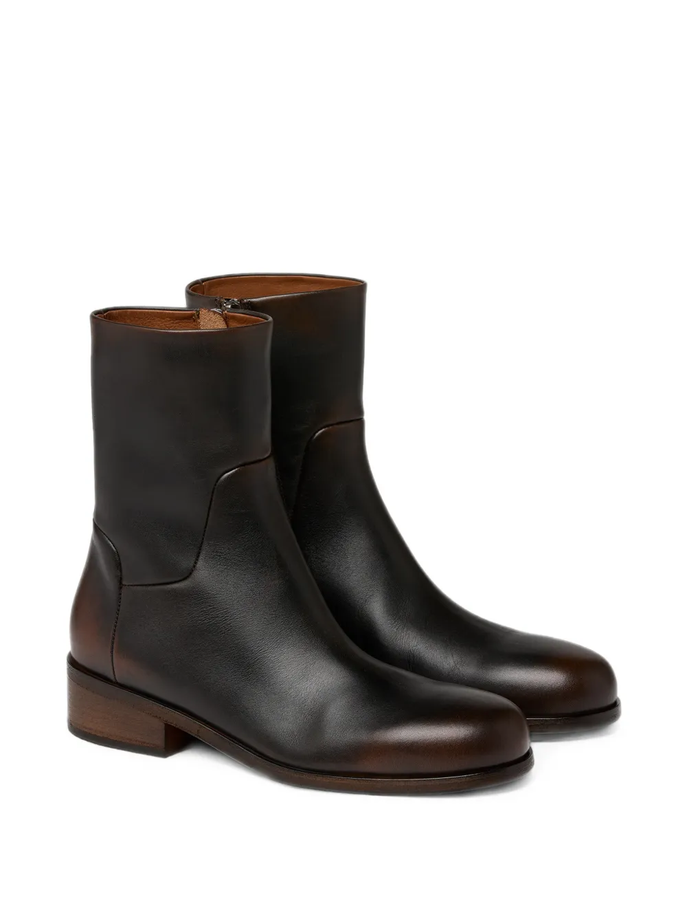 Marsèll Gnocco burnished leather ankle boots Bruin