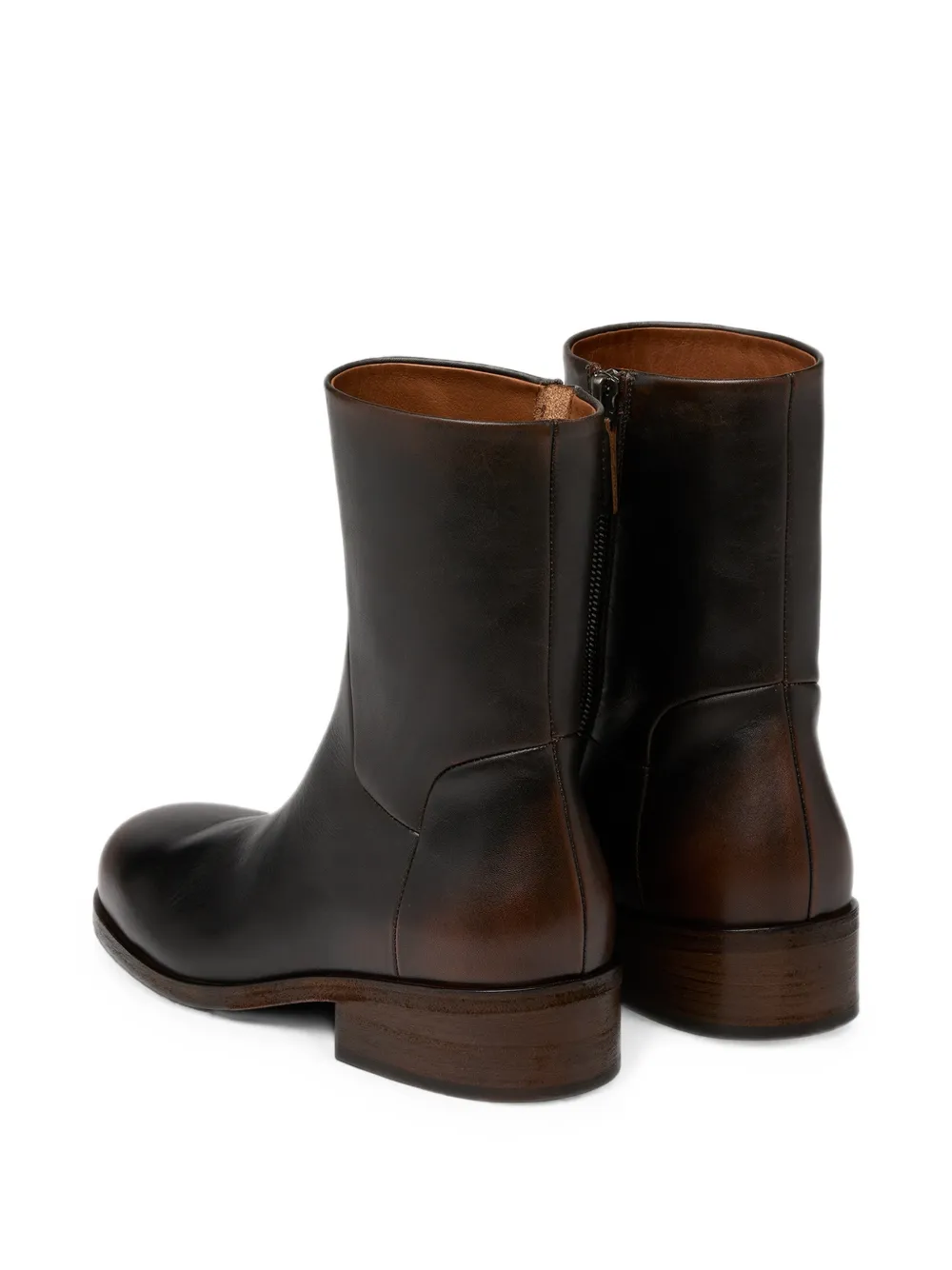 Marsèll Gnocco burnished leather ankle boots Bruin