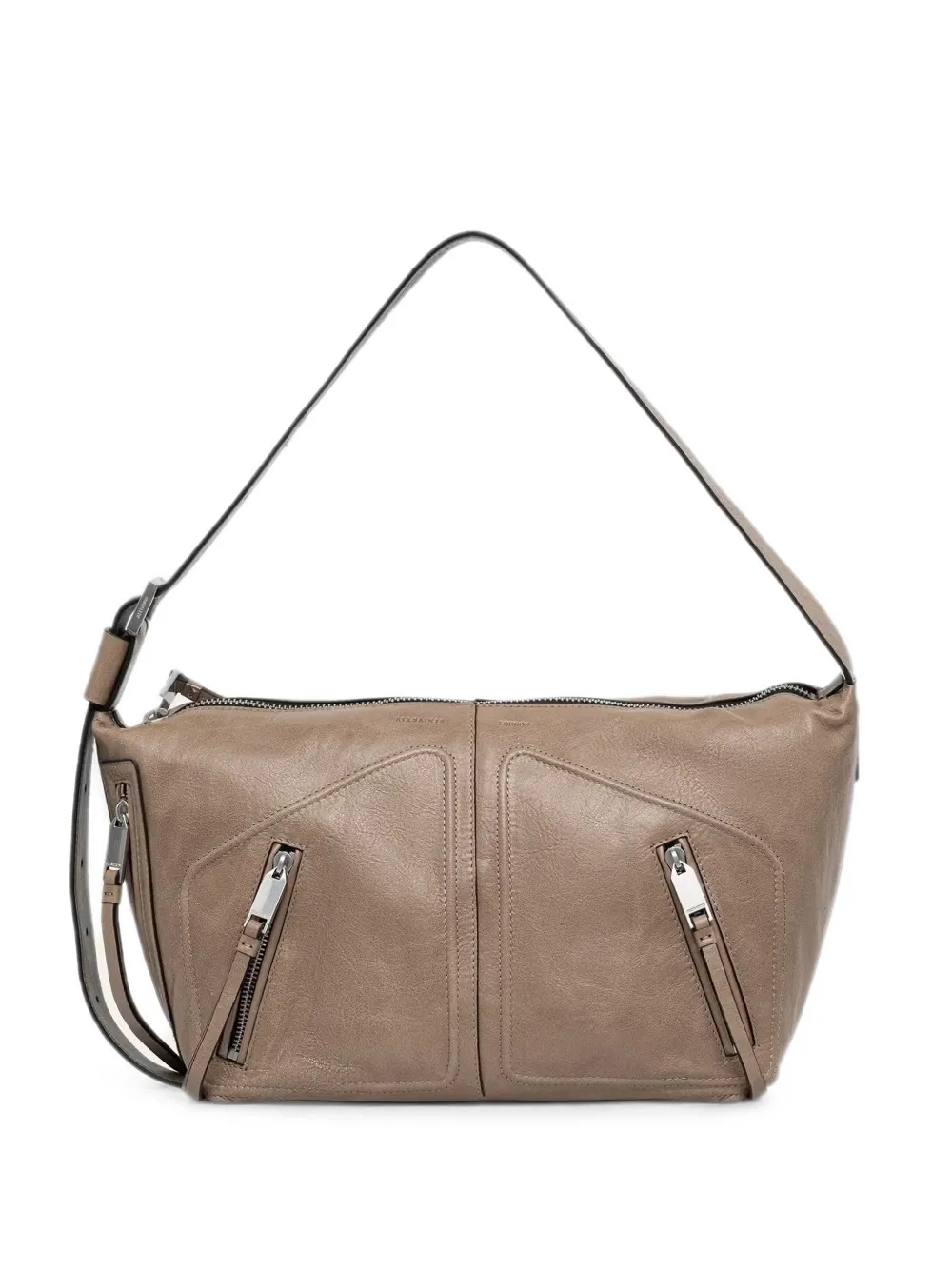 AllSaints Jean zip-detail shoulder bag - Marrone