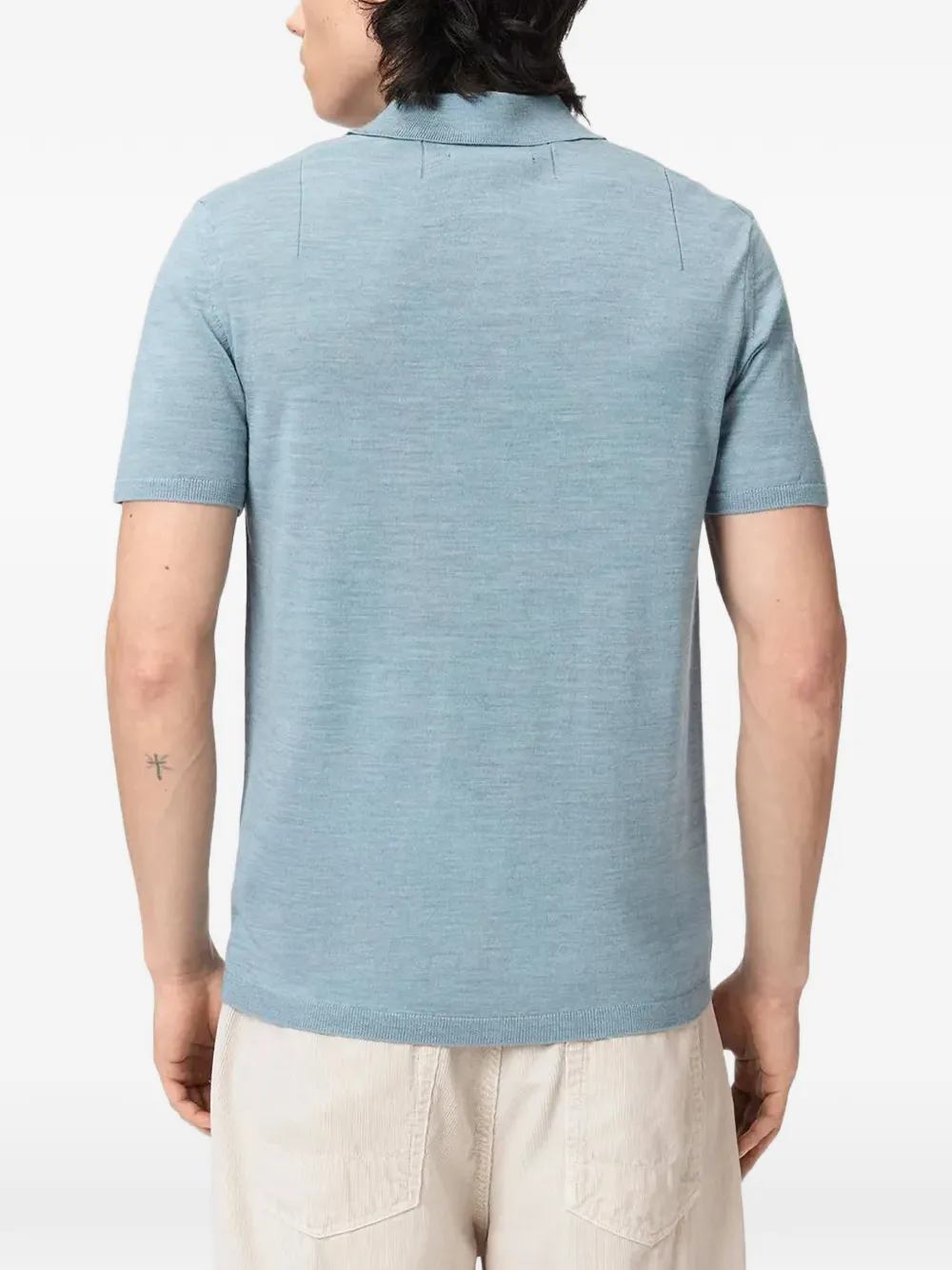 AllSaints Mode merino short-sleeve Ramskull polo shirt Blauw