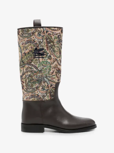 ETRO KIDS Pegasus-motif paisley-print boots