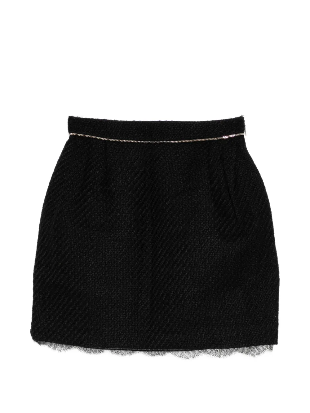 Roberto Cavalli lace-trimmed tweed skirt - Nero