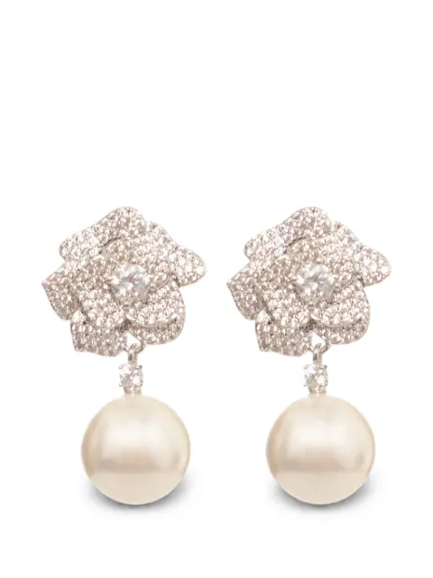 Self-Portrait mini crystal-embellished flower-drop earrings