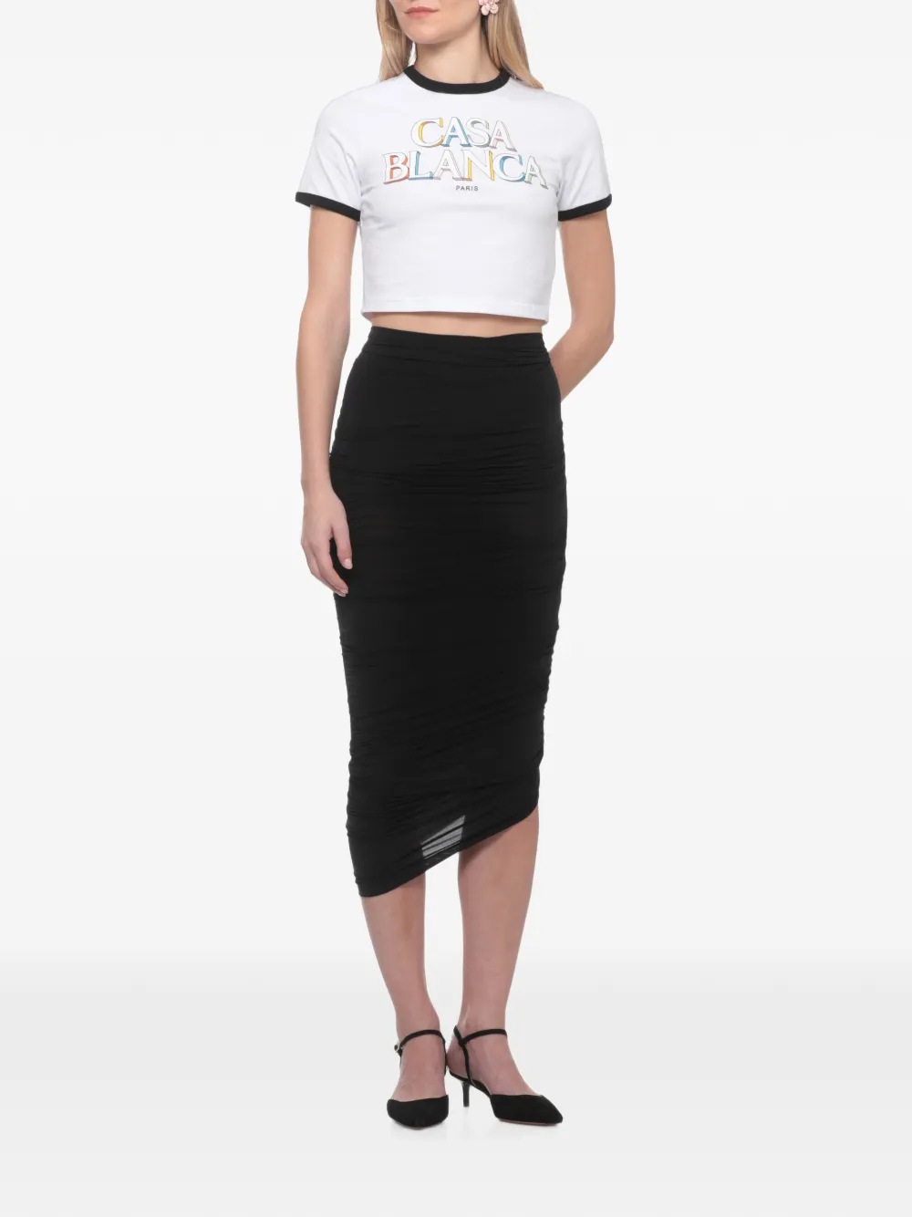 Casablanca Cropped T-shirt met logoprint Wit