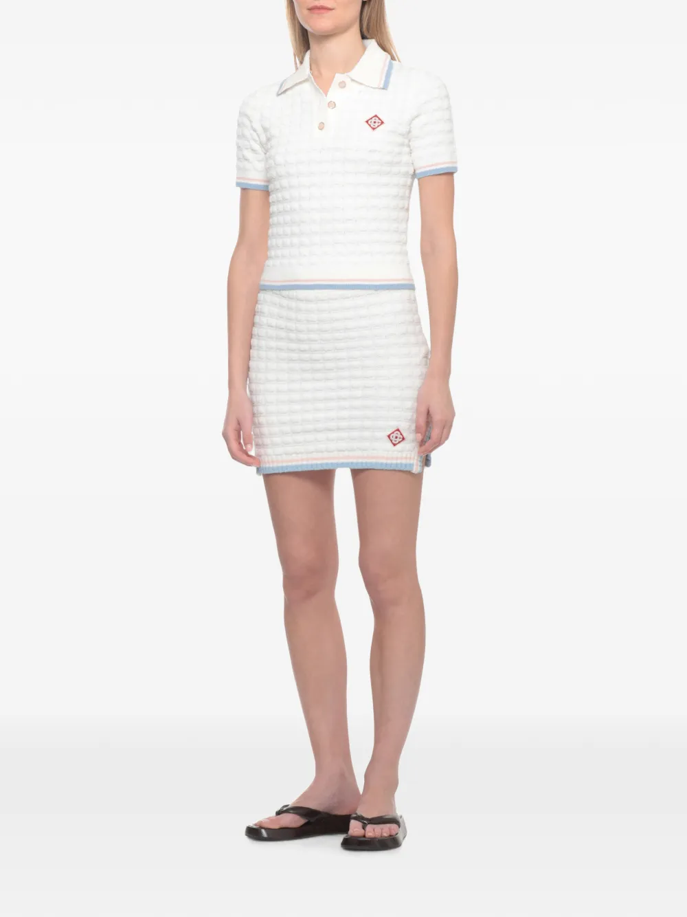 Casablanca Wafelgebreide rok met logo-patch Wit