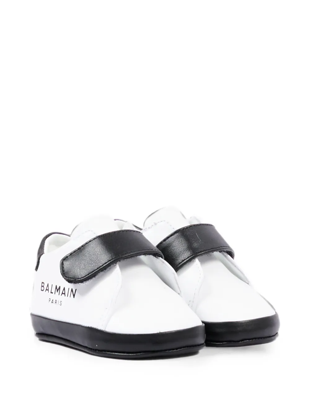 Balmain Kids touch-strap leather sneakers Wit