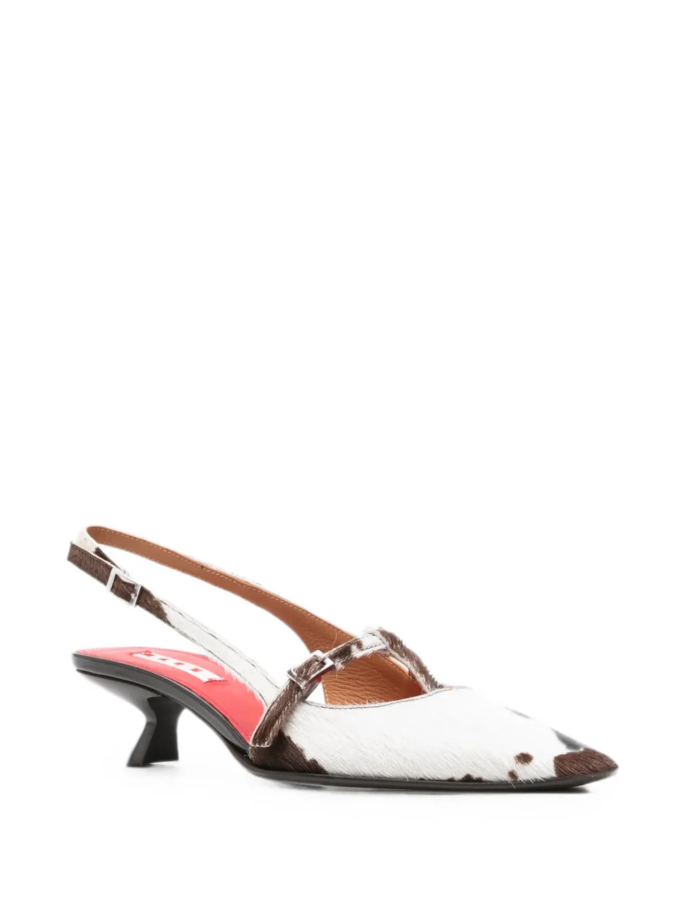 Marni Katty slingback pumps met koeien-print en ponyhaar Wit