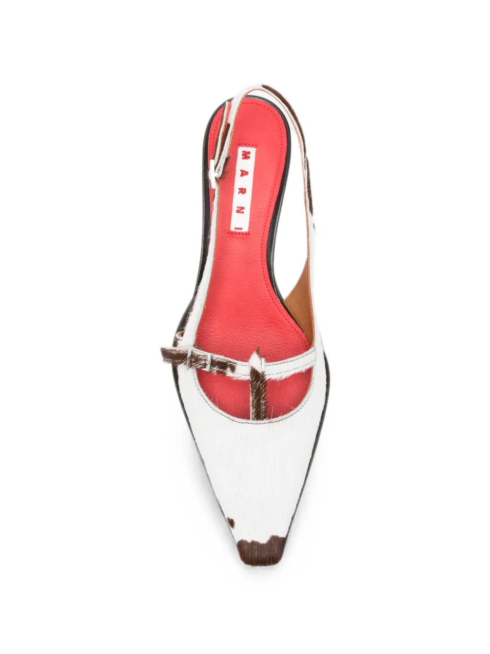 Marni Katty slingback pumps met koeien-print en ponyhaar Wit