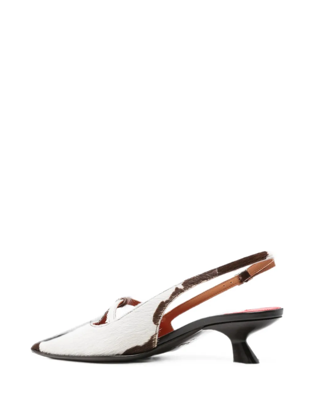 Marni Katty slingback pumps met koeien-print en ponyhaar Wit