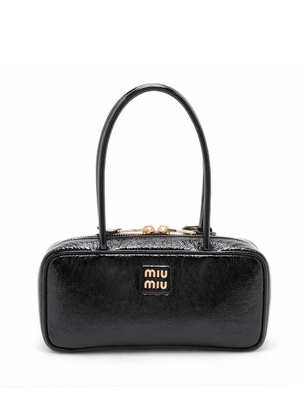 Miu Miu Pre-Owned 2021-2026 Small Naplak Patent Logo Beau handbag - Nero