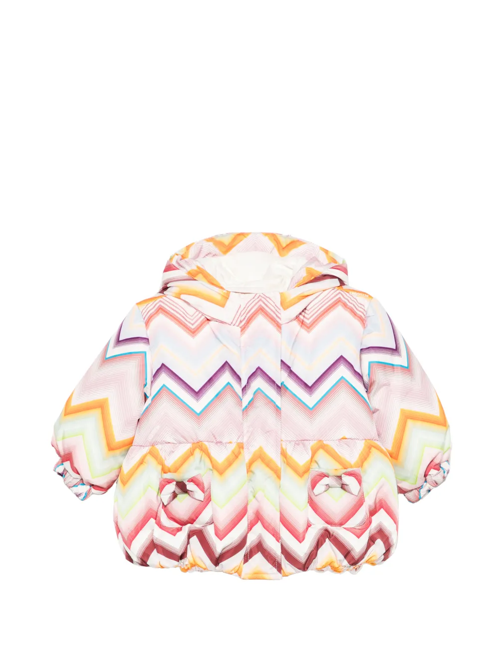 Missoni Kids zigzag-print padded jacket - Rosa