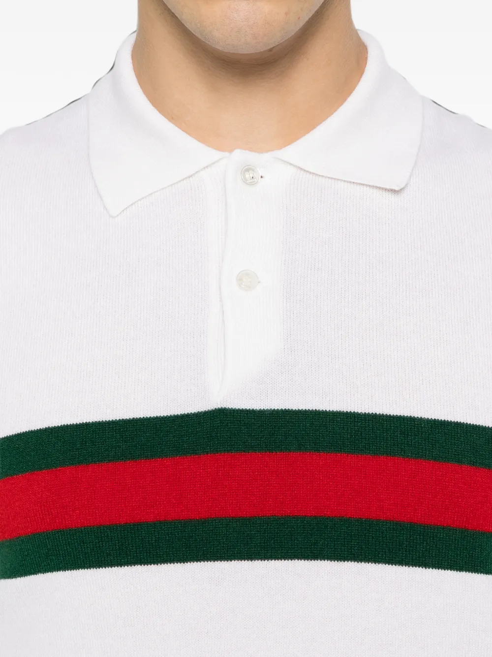 Gucci Kasjmier poloshirt met Web-streep Wit