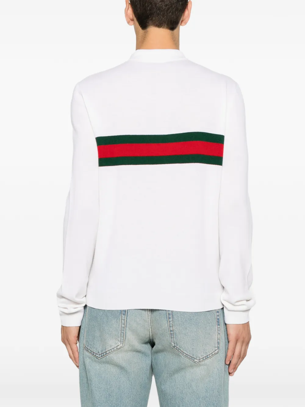 Gucci Kasjmier poloshirt met Web-streep Wit