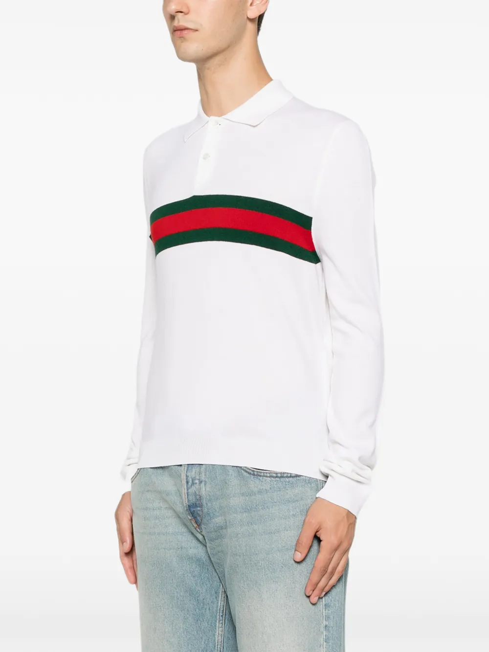 Gucci Kasjmier poloshirt met Web-streep Wit