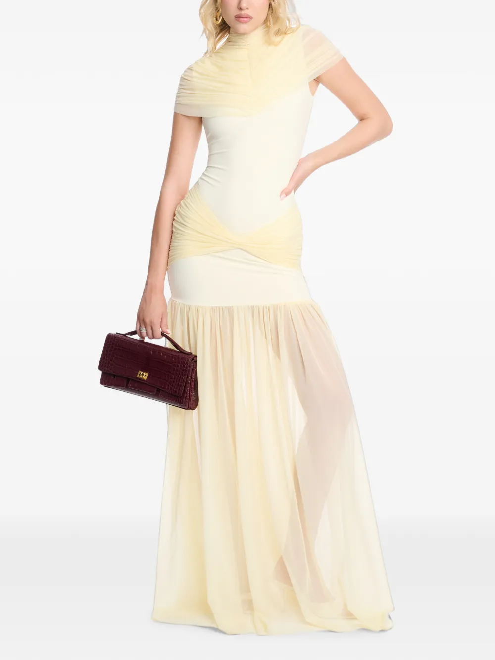 AXEL 113 Grace mesh-panelled maxi dress - Nude