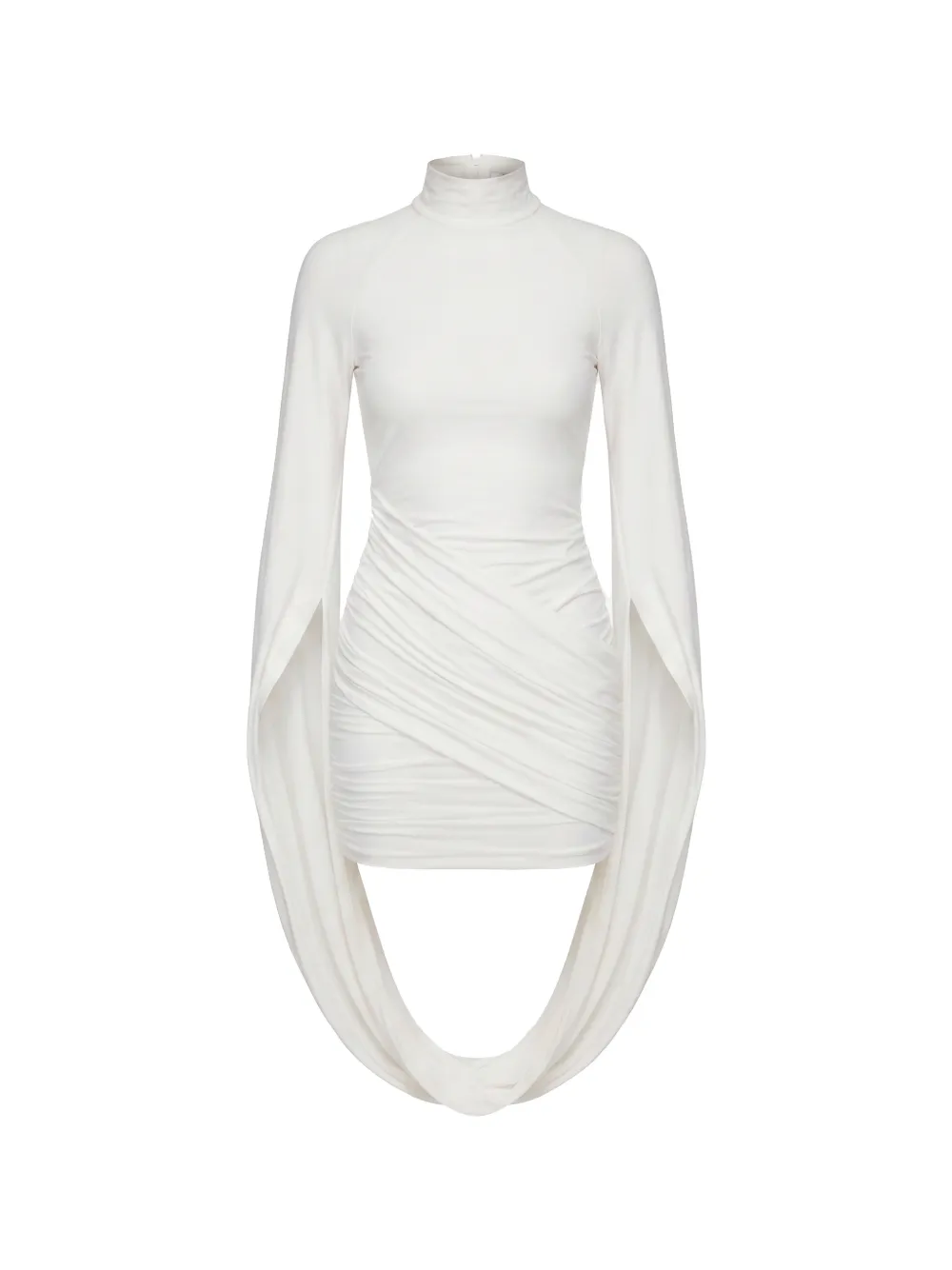 AXEL 113 Luna ruched draped-sleeve mini dress - Bianco