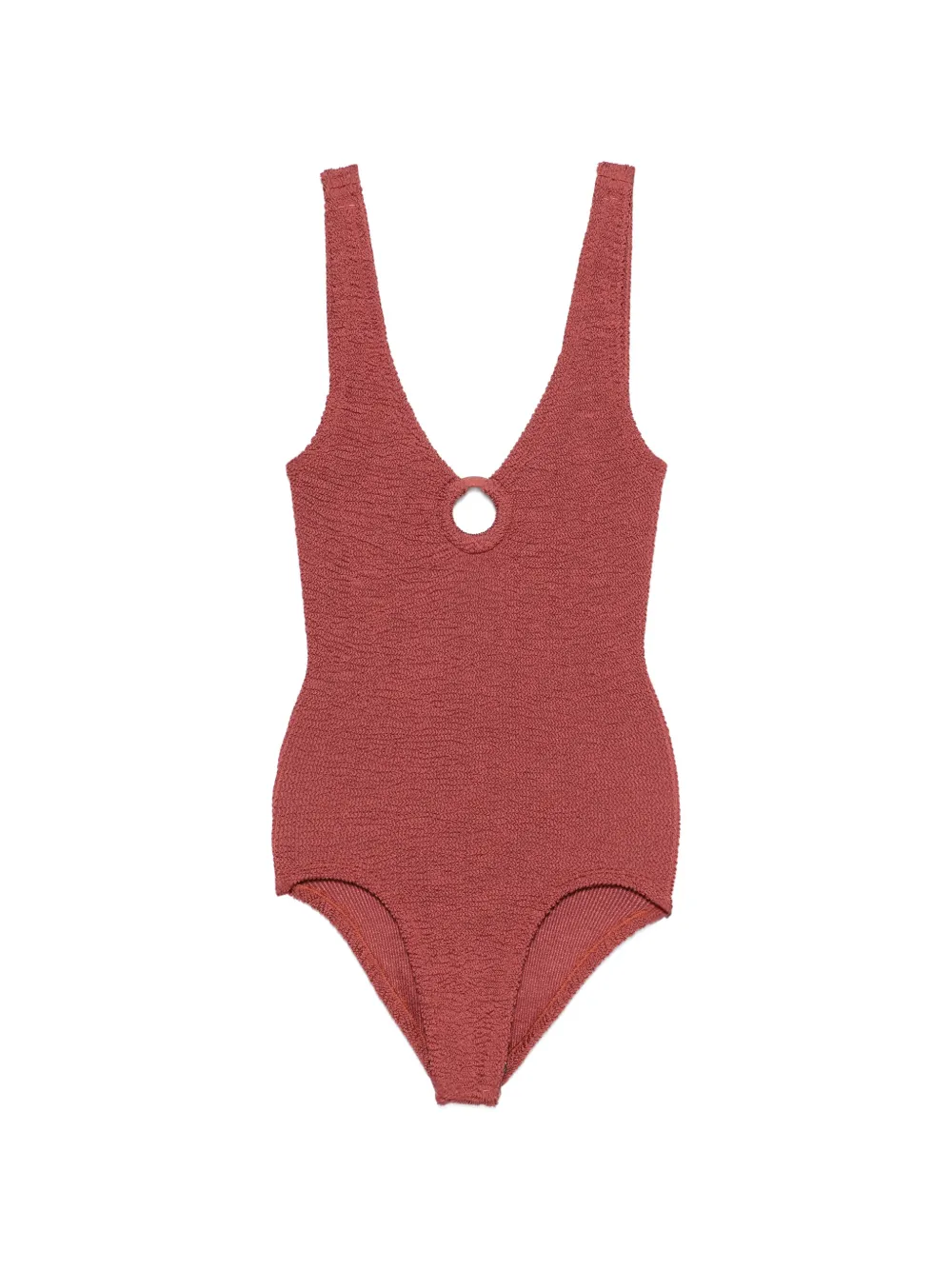 Hunza G Covceline crinkle-effect ring-detail swimsuit - Rosso
