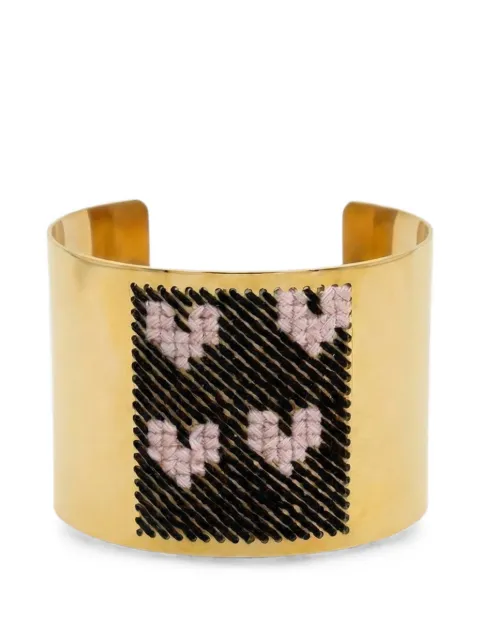 L'EIGHT STUDIO heart-motif embroidered cuff bracelet