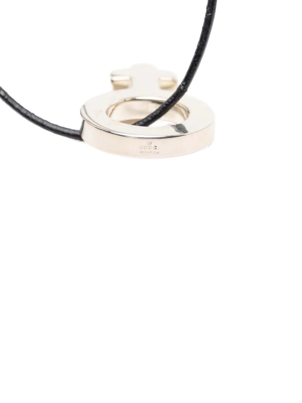  Gucci Pre-owned 1990-2000 Leather And Sterling Silver Venus Symbol Pendant Necklace Costume Necklace - Noir 
