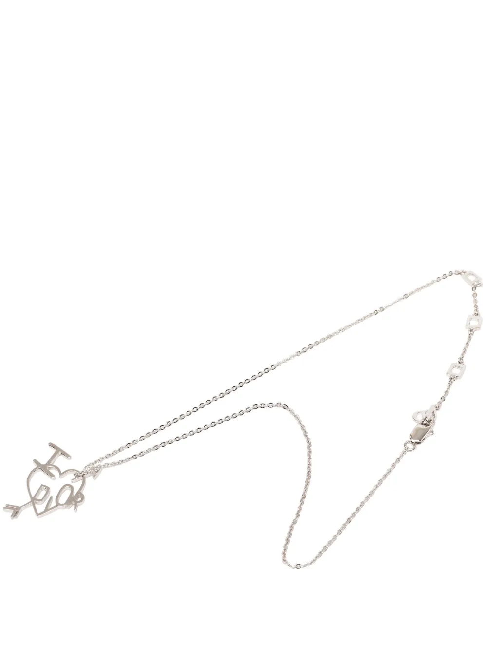 Christian Dior Pre-Owned 1990-2010 Brass I Heart Dior Pendant Necklace costume necklace - Silver