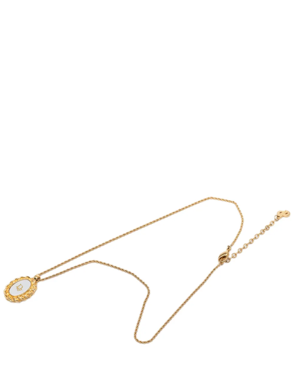 Christian Dior Pre-Owned 2000-2026 Gold Plated Resin Logo Oval Pendant Necklace costume necklace - Oro