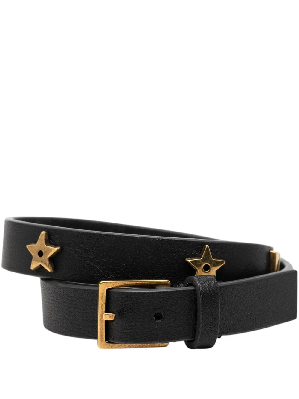 Christian Dior Pre-Owned 2017 Leather Double Wrap Star J Adior Bracelet costume bracelet - Black