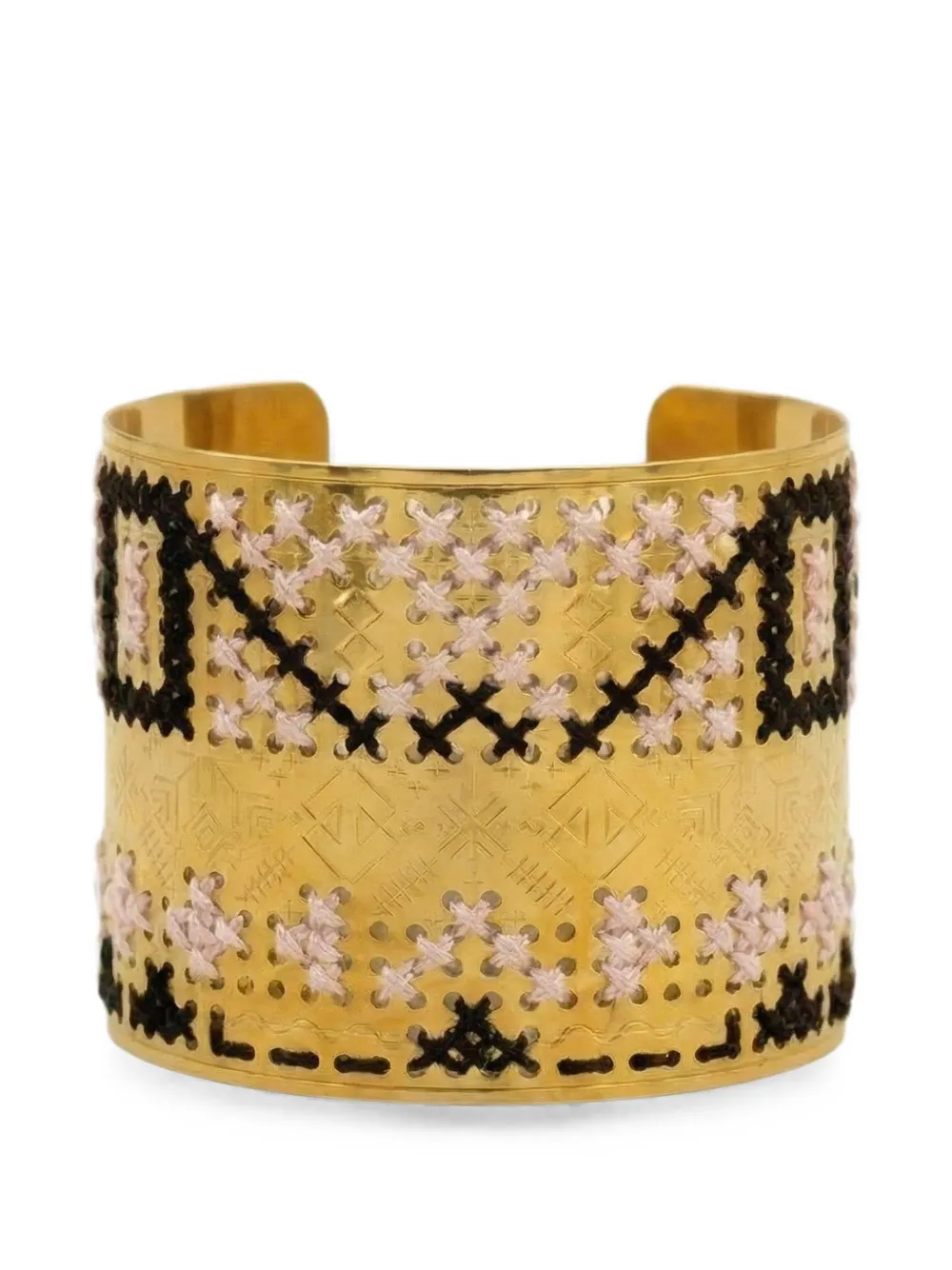 L'EIGHT STUDIO engraved embroidered-motif bracelet - Oro