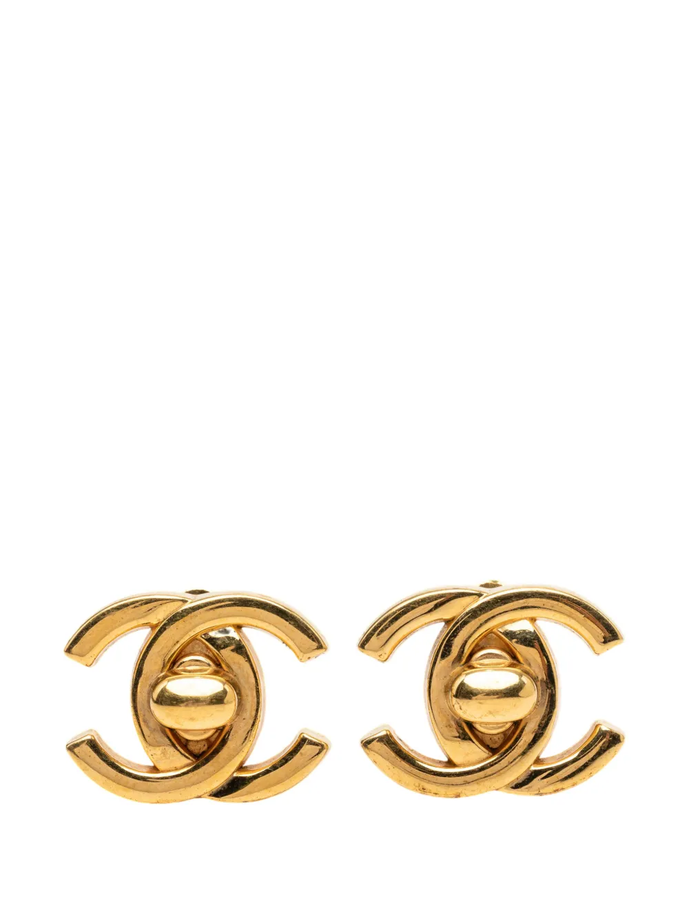 CHANEL Pre-Owned 1996 Gold Plated CC Turnlock Clip On Earrings costume earrings - Oro