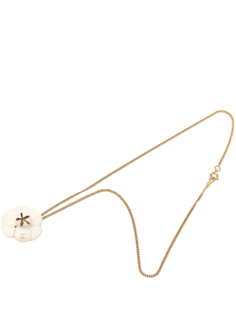 CHANEL Pre-Owned 2002 CC Gold Plated and Enamel Camellia Pendant Necklace costume necklace - Oro