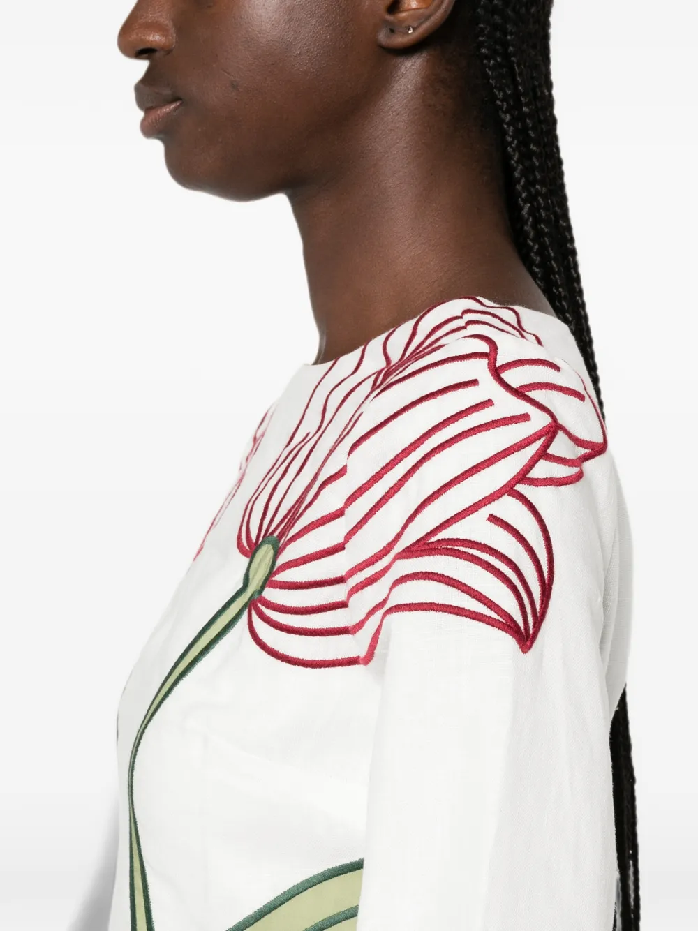 FARM Rio Mini-jurk met geborduurde bloemen-patch Wit