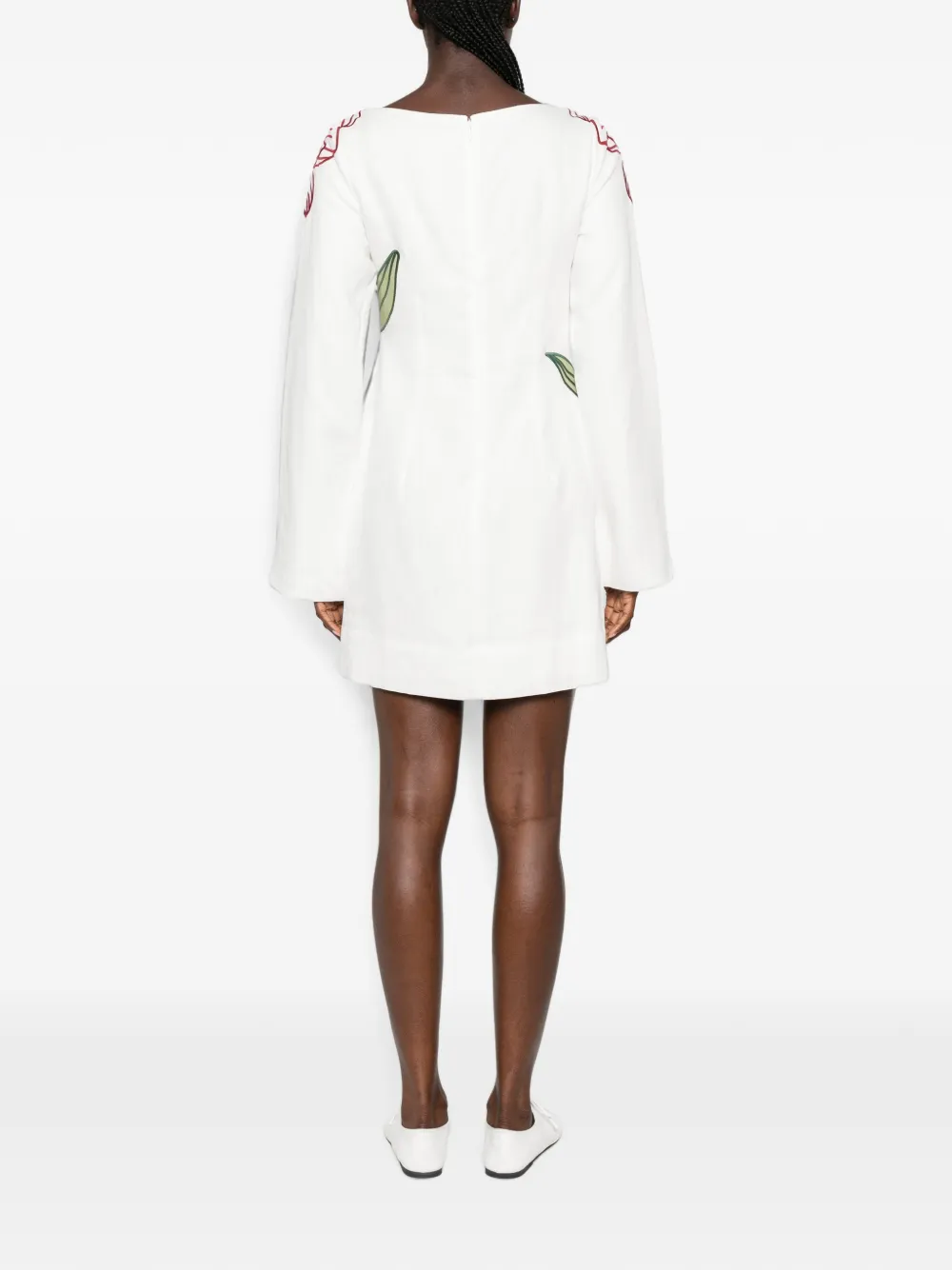 FARM Rio Mini-jurk met geborduurde bloemen-patch Wit