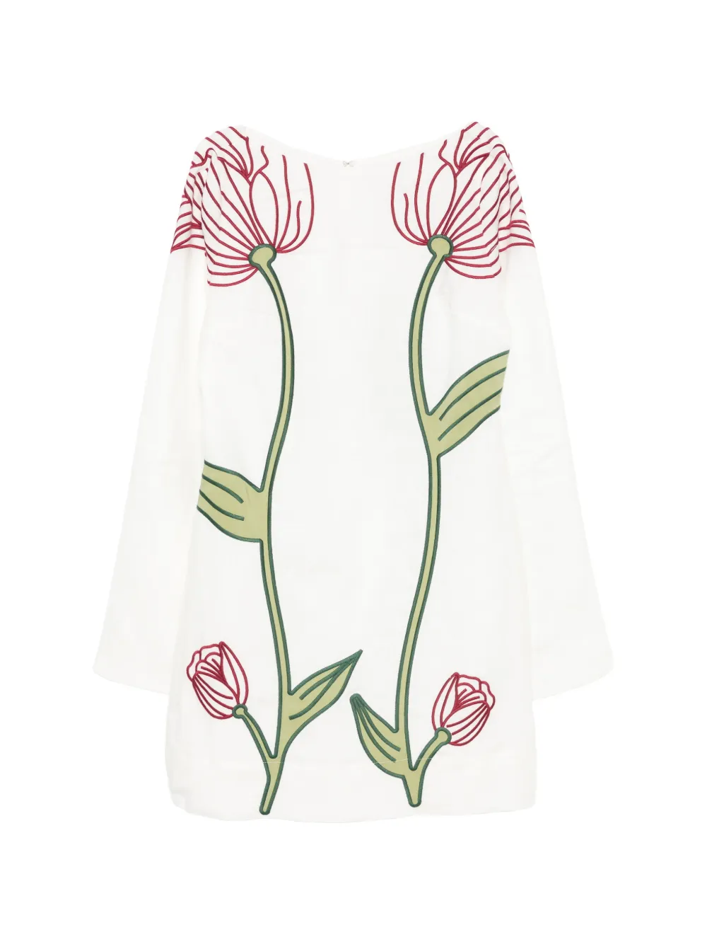 FARM Rio embroidered floral-patch mini dress - Bianco