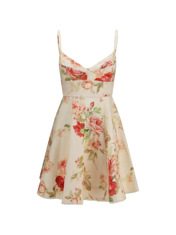 zimmermann floral linen mini dress Zimmermann Halliday Swing Mini Dress, Yellow/Lilac Floral, Size 2