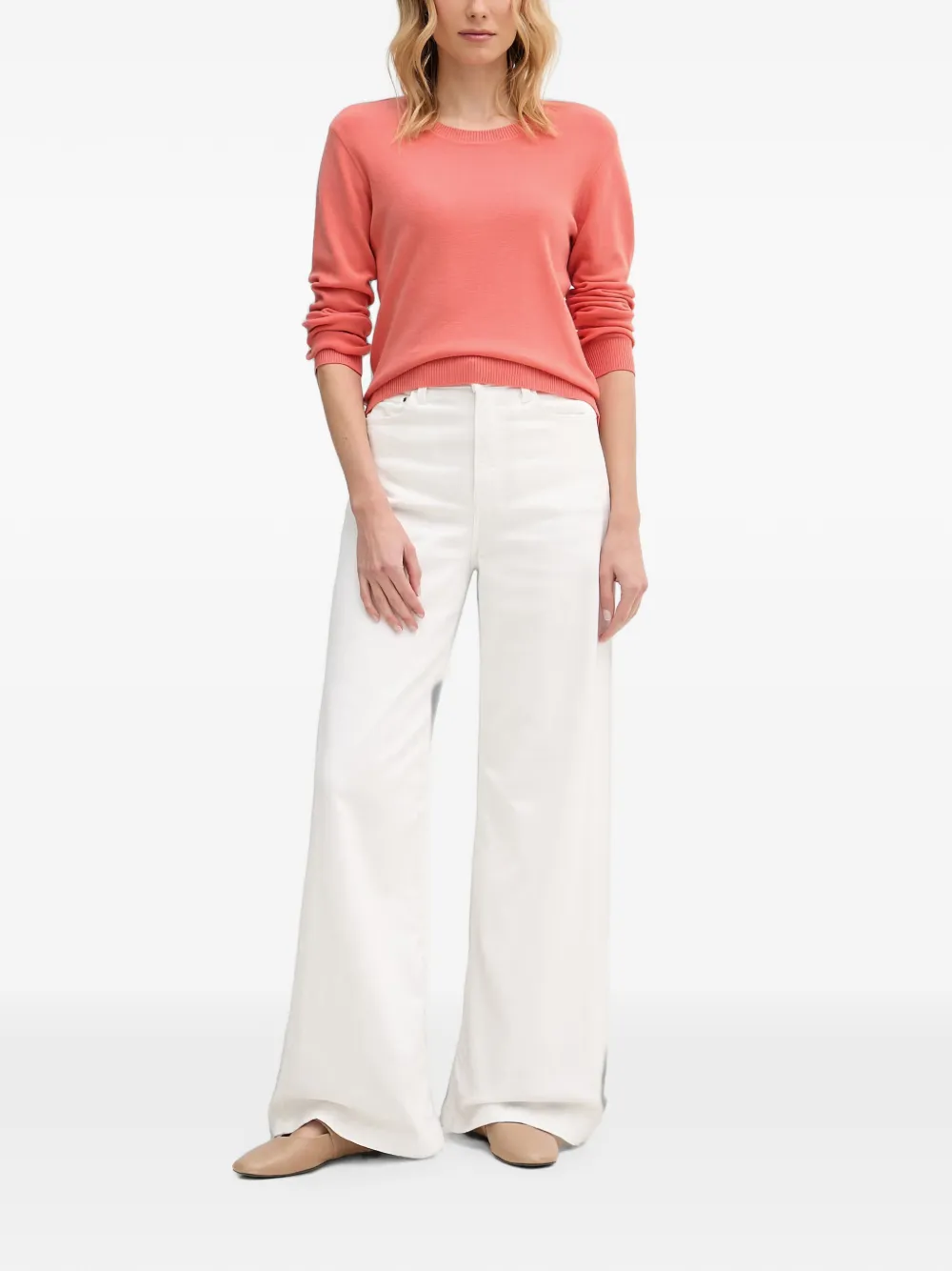 Benetton Trui met geribbelde afwerking Roze