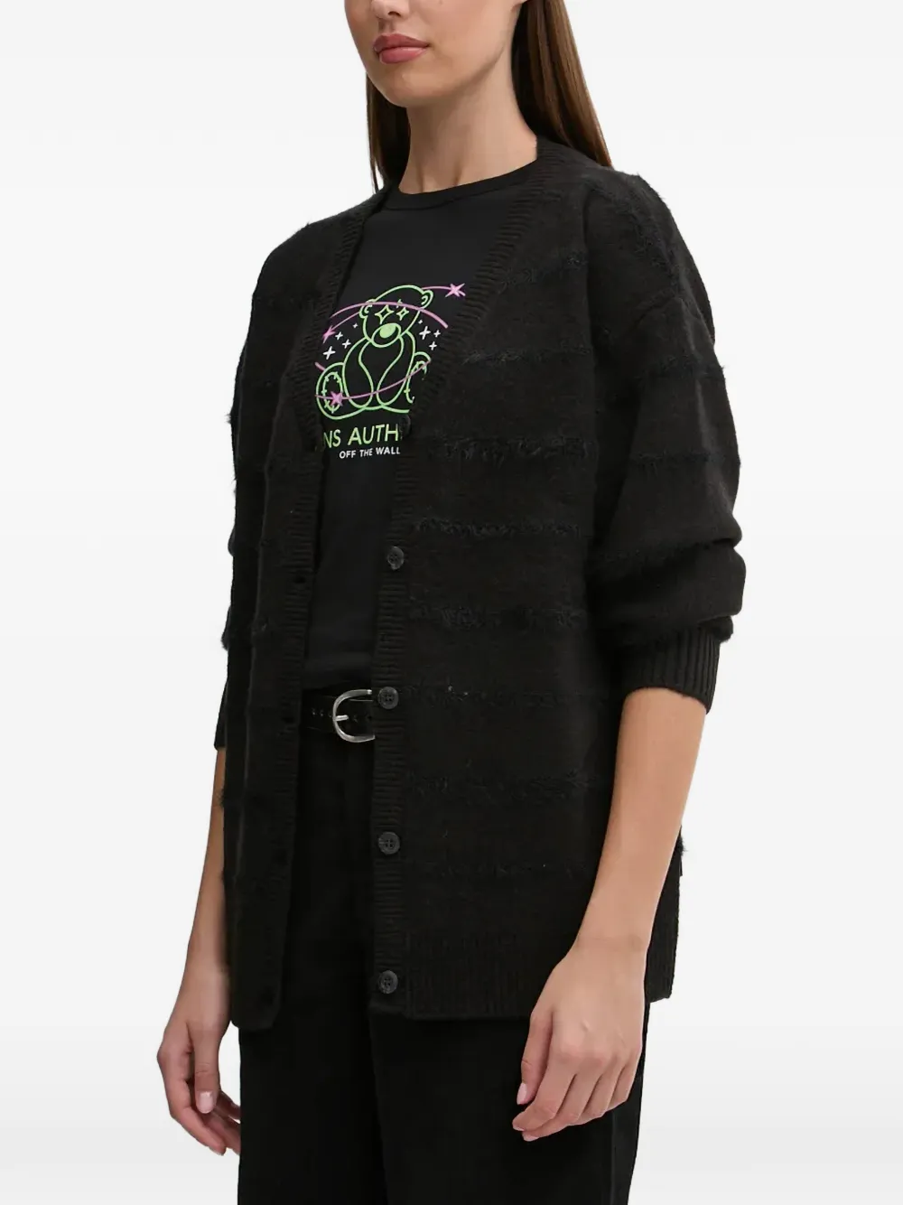 Vans fuzzy-knit V-neck cardigan - Schwarz