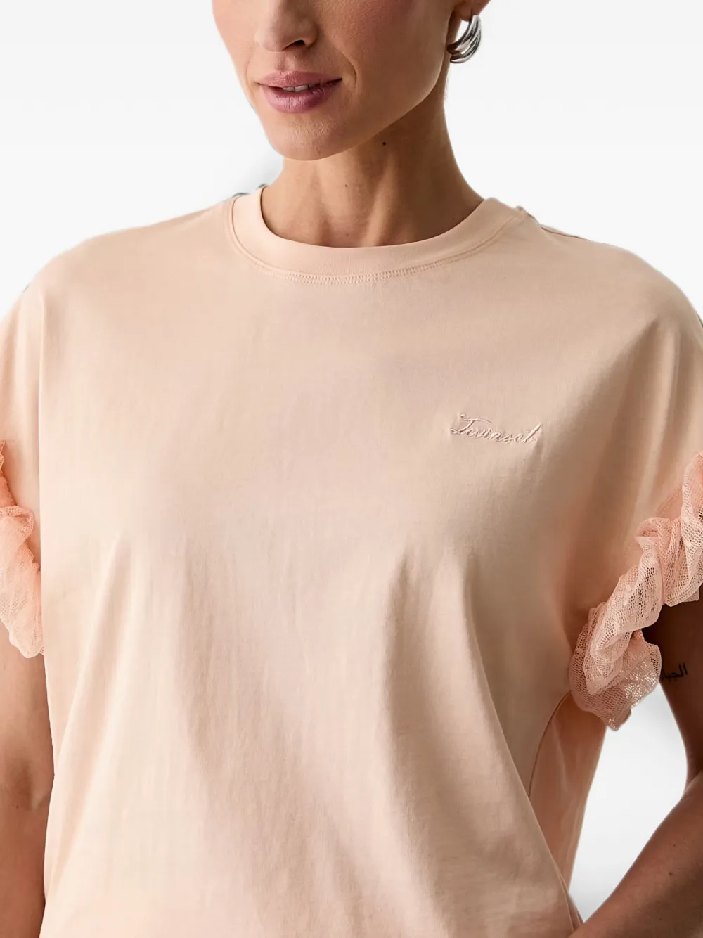 TWINSET T-shirt met ruchemouwen Roze