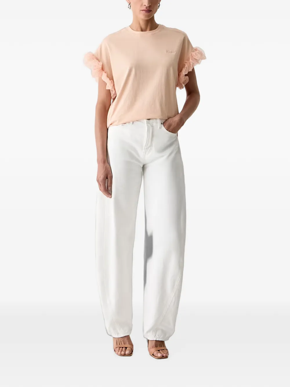 TWINSET T-shirt met ruchemouwen Roze