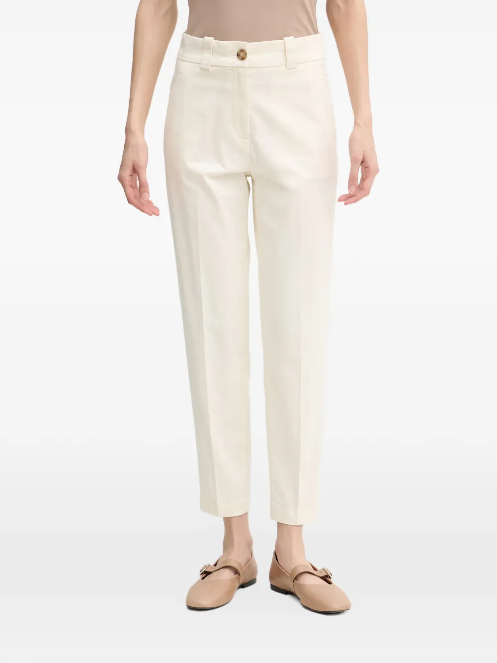 Benetton Button-up Slim-fit Trousers In Neutral