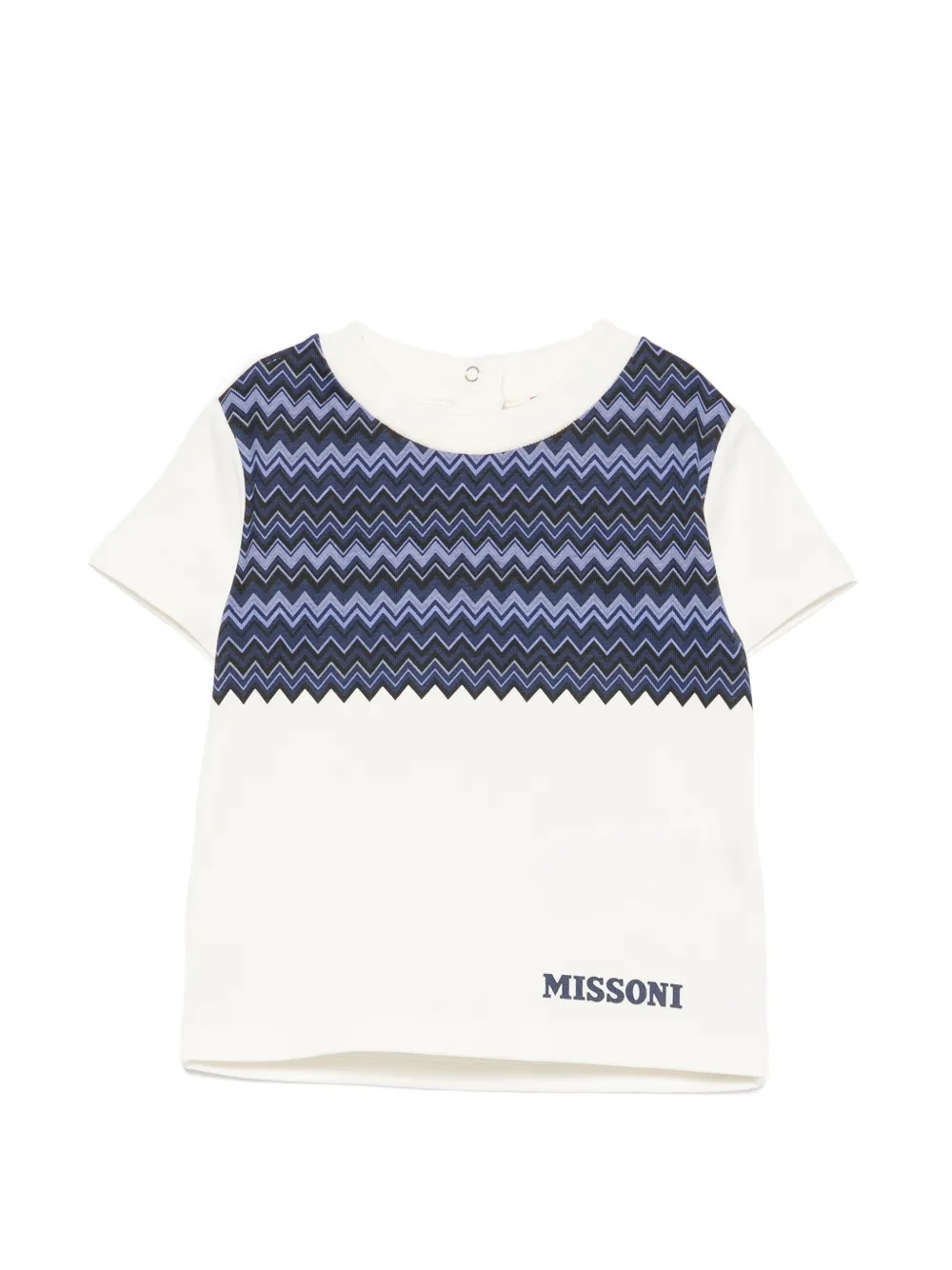 Missoni Kids zigzag-print logo-print T-shirt - Toni neutri