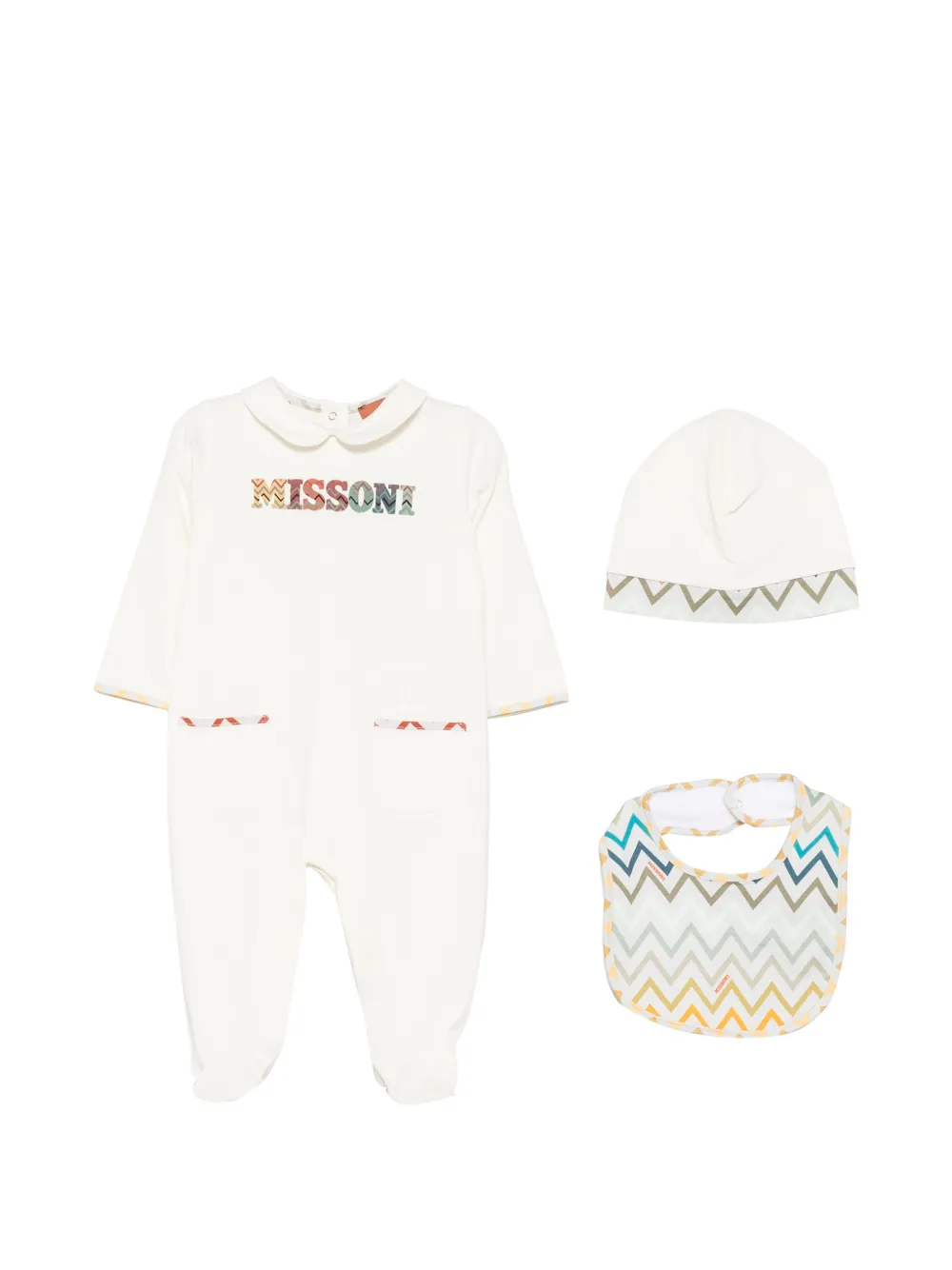Missoni Kids zigzag-print babygrow set - Nude