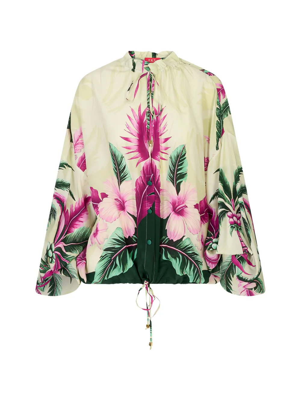 F.R.S For Restless Sleepers tropical-print drawstring blouse - Toni neutri