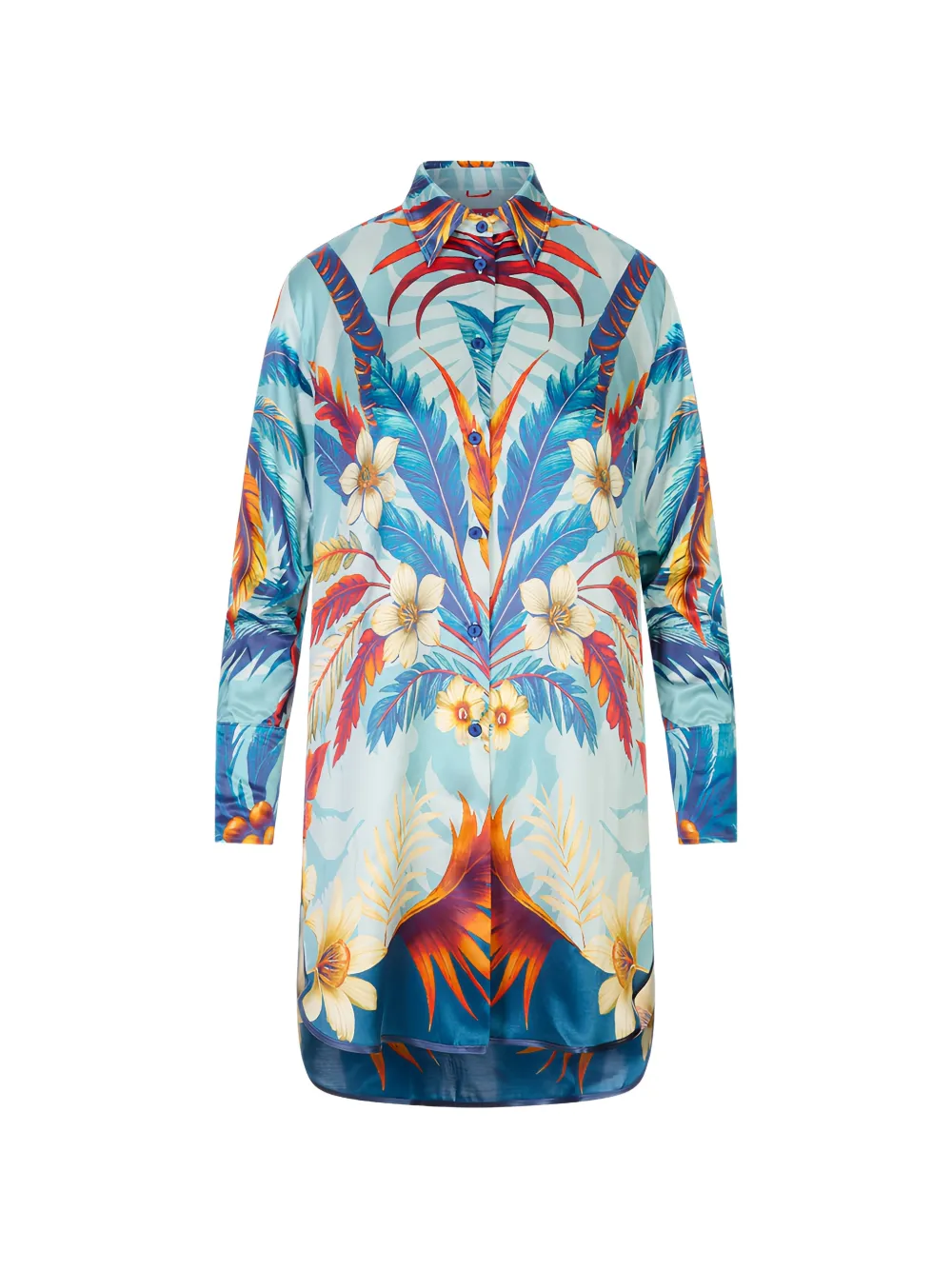 F.R.S For Restless Sleepers floral-print silk shirt mini dress - Blu