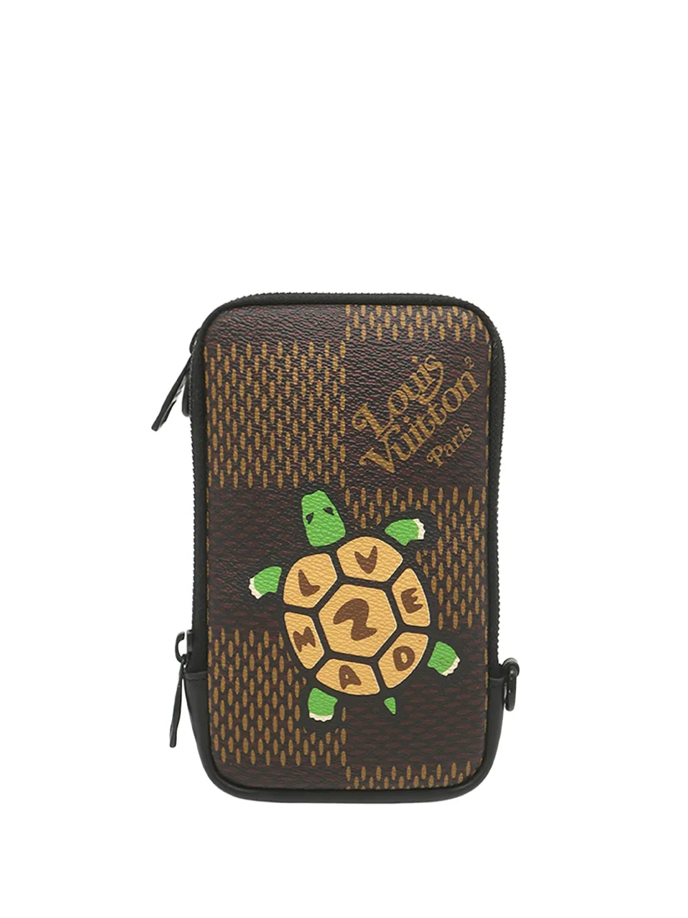 Louis Vuitton Pre-Owned 2020-2026 Nigo Giant Damier Ebene Tortoise Double Phone Pouch crossbody bag - Marrone