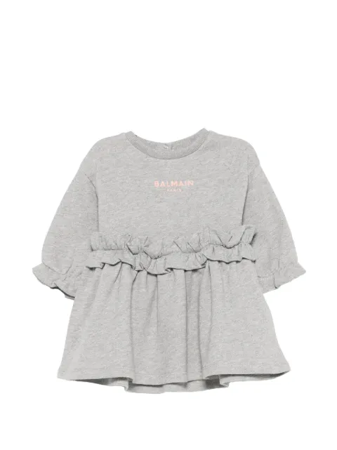 Balmain Kids ruffle-trimmed logo-print dress