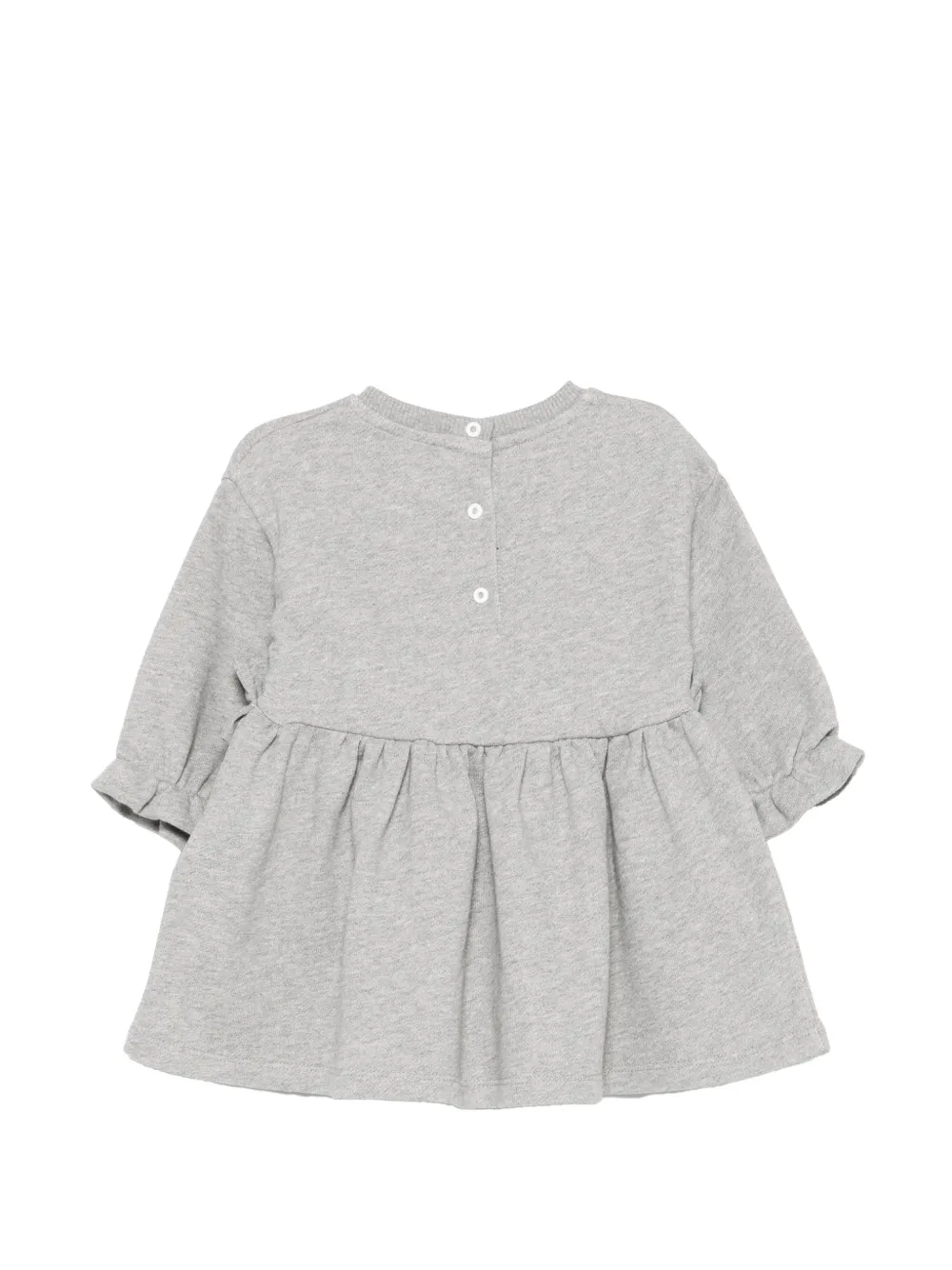 Balmain Kids Jurk met ruches en logo-print Grijs