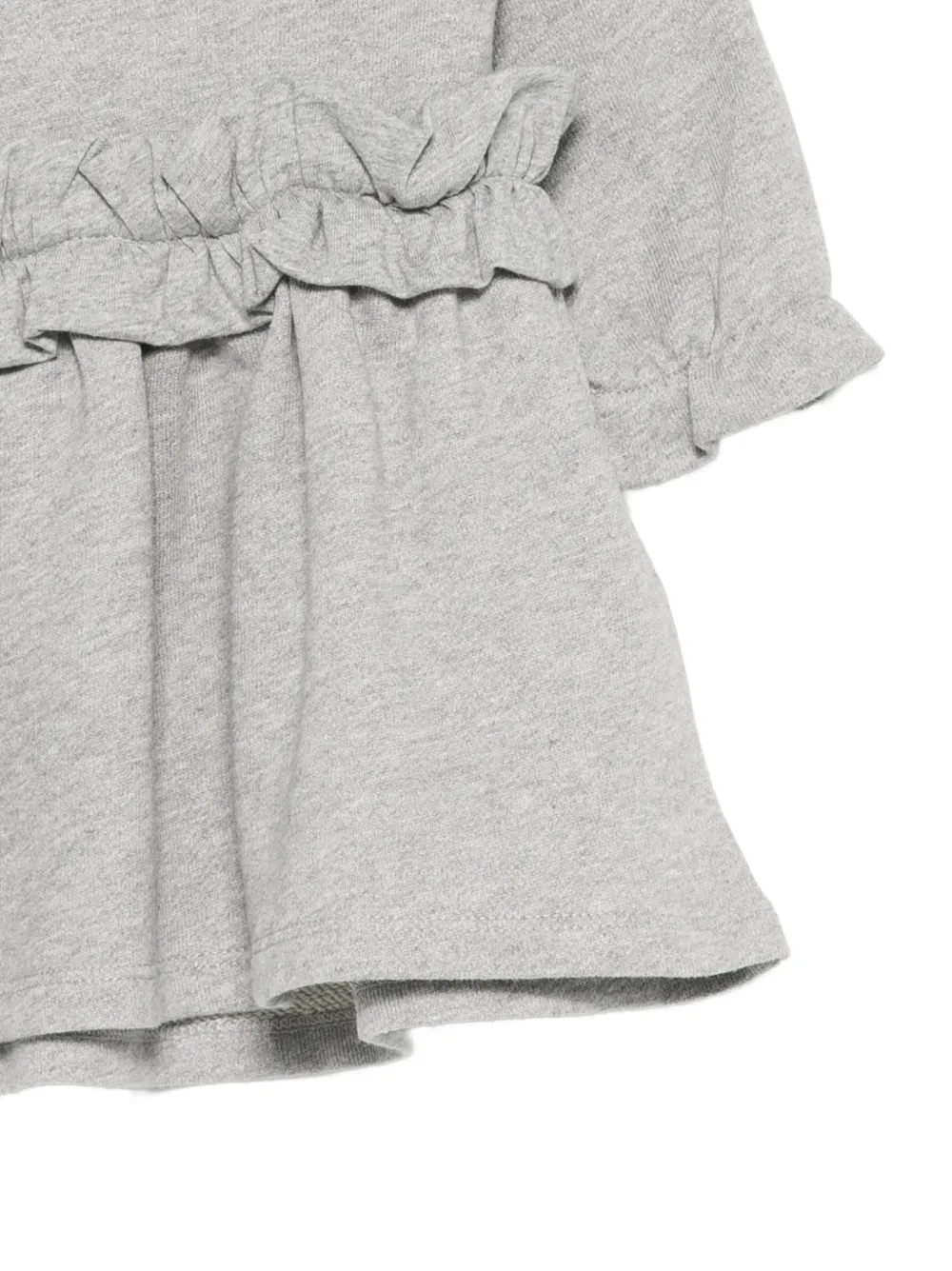 Balmain Kids Jurk met ruches en logo-print Grijs